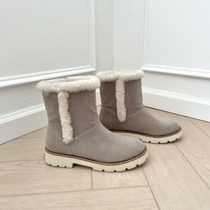 Grey Fuzzy Mid Calf Bootie!